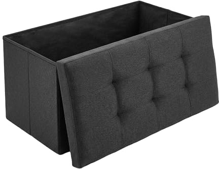 CROWNSHOP Ottoman Storage Bench Footrest Stool Seat Toy 76 * 38 * 38 CM | Chest Storage Box Folding with Lid Long Shoes Bench Footstool Suitable for Living Room Grey