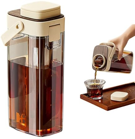Preparador de Cold Brew | 1000 Mililitros de Gran Capacidad Tapa Hermética Ancha | Jarra De Té Y Agua - para Hogar Cocina Comedor Reuniones Familiares