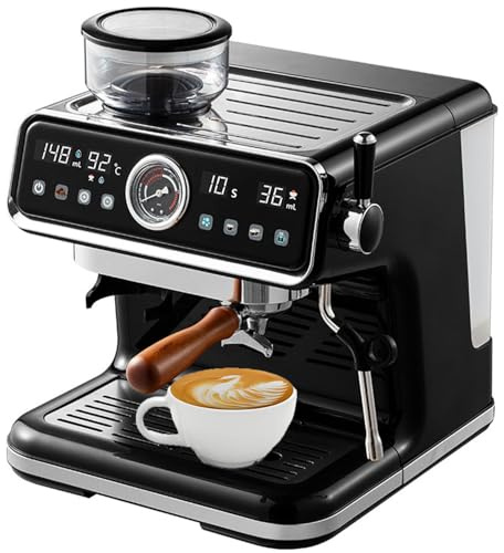 ToayNia Molinillo de café y cafetera, máquina de Espresso de 20 Bares, ajustes de Temperatura y Volumen, Pantalla táctil LCD, para Baristas caseros o para Preparar Lattes y capuchinos.