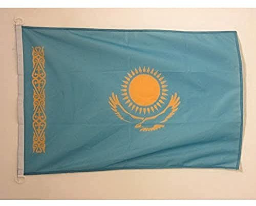 AZ FLAG Bandera Nautica de Kazajistán 45x30 cm - Pabellón de Conveniencia Kazaja 30 x 45 Cm, Bandera de Barco con anillas