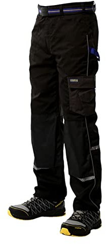 Goodyear Herren Reflective Trim Dreiergruppe nähte Multi-Werkzeug-Taschen Moderne Fracht Kneepad Taschen Arbeitssicherheit Hosen, Schwarz, 38 Taille Regular Leg (31 )