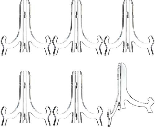 HESTYA 6 Pack 7 Inch Clear Acrylic Easel Stands for Plate Display