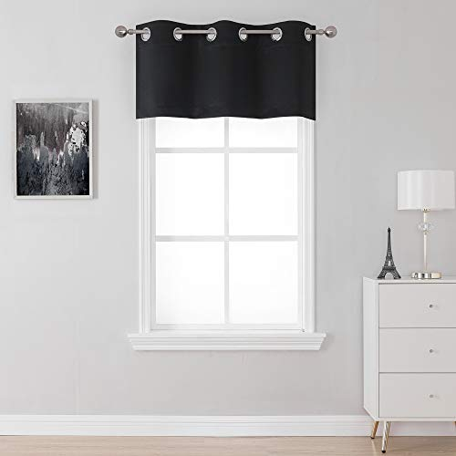 SeeGlee 40,6 cm langer schwarzer Querbehang für kleine Fenster, Verdunkelungsvorhang mit Ösen oben, kleiner Querbehang für Kellerfenster (91,4 cm Breite, 1 Panel)