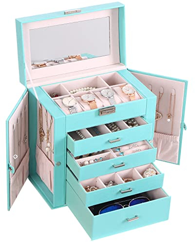 ANWBROAD Jewellery Box with Removable Drawers for Women Large Jewellery Organizer in Different Ways for All Your Jewellery Sturdy Jewelry Case JJB003Q