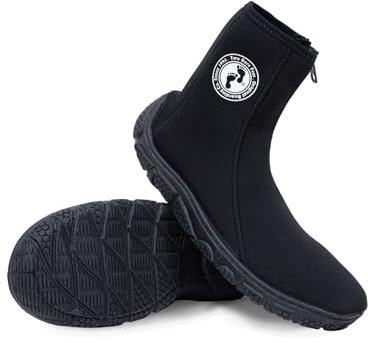 Two Bare Feet Unisex Adults & Kids 3mm Neoprene Zipped Wetsuit Boots – Surf Boots, Diving Boots, Water Shoes & Aqua Shoes – Durable, Flexible & Comfortable for Men, Women & Children (7, 3mm) Black