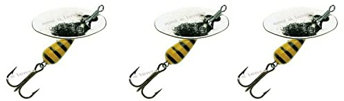 Cucchiaino Pesca Trota Fiume Lago Esca Artificiale Rotante Vespato Rosso Giallo Kit 3 Pz. (3 pezzi gr. 9 corpo giallo)