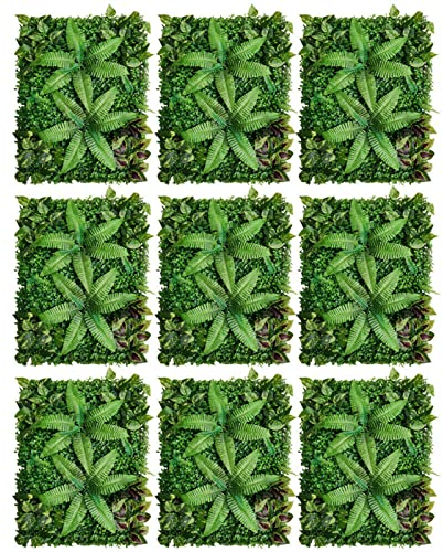 Futchoy 9 Stück Künstliche Pflanzenwand Hecke 40x60cm Sichtschutz Hintergrund Pflanze Hängepflanzen Efeu Blatt Garten Balkon Zaun Dekoration