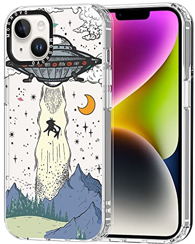 MOSNOVO Case for iPhone 14, [Buffertech 6.6ft Military-Grade Drop Protection] [Anti Peel Off Tech] Clear TPU Bumper Phone Case Cover Design - UFO