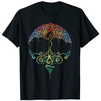 Damen Mandala Lotus Unalome Tree of Life T-Shirt