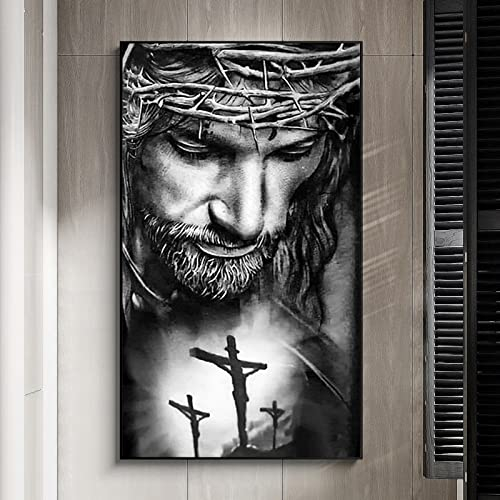 Trayosin 5D Diamond Painting Kreuz, Diamant Malerei Painting Bilder, Jesus Christentum Mann Full Set Groß DIY Diamant Gemälde Malen Nach Zahlen für Home Wall Decor (40x80cm)