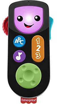 Fisher-Price Ma Première Télécommande Rires & Éveil, Jouet électronique avec Contenu éducatif, pour bébé et Enfant dès 6 Mois, Version: Néerlandais; Anglais, UK; Française; Allemande; Italien, HHH26