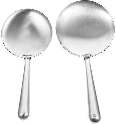 Luxshiny 2pcs Japanese Rice Tofu Scoop Spoons Large Flat Serving Spoon Non Stick Oil Soup Ladle for Kitchen Cooking Frying Cooking Gadget Silver