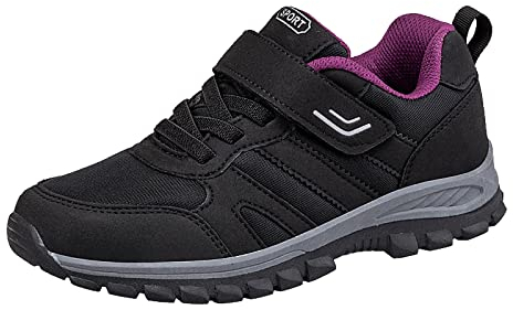 Sneaker Damen Schwarz Leder Turnschuhe Wanderschuhe Sale Leicht Weiche Schuhe Sneakers Schwarz Casual Plattform Damenschuhe Joggingschuhe Trekking Walking Fußballschuhe