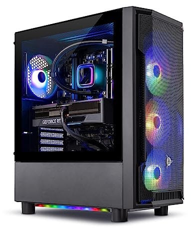 Skytech Gaming Shadow Gaming PC, Intel i7 12700F 2.1GHz, RTX 4060, 1TB NVME, 16GB DDR4 RAM 3200, 600W Gold PSU Wi-Fi, Win 11 Home, RGB Keyboard and RGB Mouse Included, Black