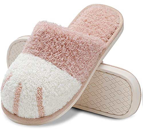 MAXTOP Niedliche Tier Hausschuhe Damen Weiche Plüsch Katze Pfote Hausschuhe mit gemütlichen Memory Foam Slip-on Indoor Outdoor Kreative Geschenke Damen Herren