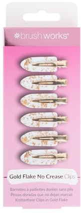 Brushworks Gold Flake No Crease Clips, 6 Stück, Haarklammern für Alle Haartypen