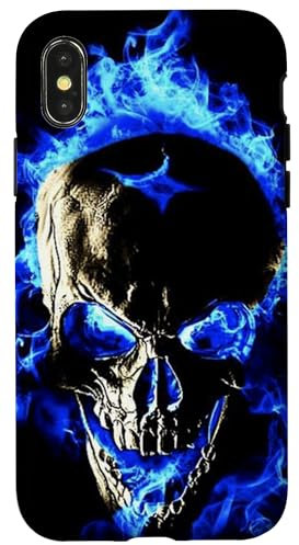 Cool Bad Ass Black & Blue Skull Phone Case for iPhone X/XS
