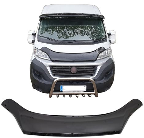 COMPATIBLE WITH Fiat Ducato Peugeot Boxer [2014-2023] Bonnet Protector Guard Wind Stone Deflector with Fixing