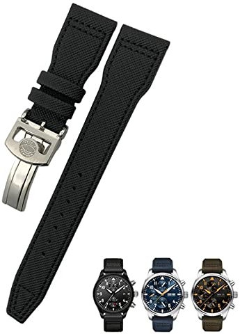 RWCCCRW 20 mm 21 mm 22 mm Nylon-Kalbsleder-Uhrenarmband passend für IWC Big Pilot IW377714 Mark18 Spitfire Nylon-Echtlederarmband