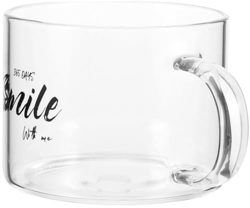 TOPBATHY Tazza Larga in Borosilicato Con Manico Ergonomico 500 Ml Bicchiere Trasparente Per Caffè Tè Latte E Colazione Design Creativo a Lettere