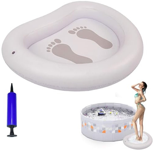 Inflatable Pool Foot Bath Basin, Portable Foot Soaking Bath Basin with Pump for Pool Entry Ladder for Swimming Pool Hot Tub Spa Outdoor Camping Clean Feet (White)