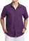 HISDERN Chemise Homme Lin Été Casual Leger Plage Chemises Violet à Manche Courte avec Poche L