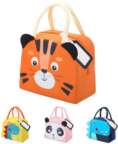 XIMEY Nevera Infantil 5L, Bolsa Térmica Porta Alimentos, Lonchera para Niños y Bebés (Tigre 3D)