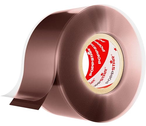 POPPSTAR selbstverschweißendes Silikonband, 3m x 25mm, Isolierband und Dichtungsband (Wasser, Luft), rotbraun, 1 Rolle