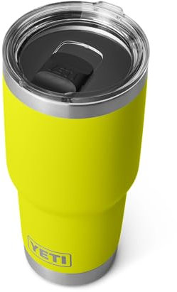 YETI Rambler Tumbler, Vacuum Insulated Stainless Steel Tumbler with Magslider Lid, Firefly Yellow, 30 oz (887 ml)