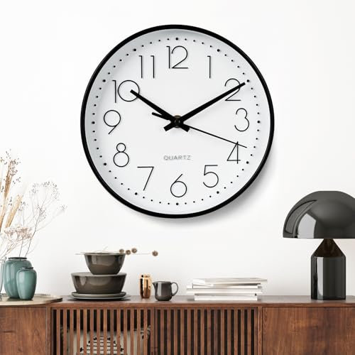 IGUGI Reloj de Pared,Reloj Decorativo Redondo,Cocina y Dormitorio Movimiento de Cuarzo,Redondo Decorativo Moderno,Reloj Clásico Estilo,para Oficina,Cocina,Sala de Estar,habitación de niños,Escuela