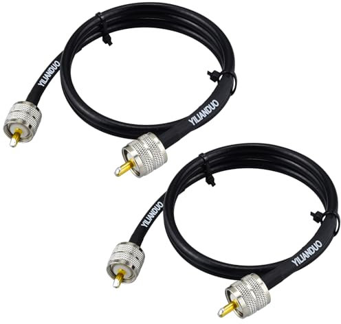 YILIANDUO CB Radio Coax Cable UHF Male to Male 50 Ohm RG8x Coaxial Cable 100CM Low Loss Coax PL259 Jumper for Duplexer CB&Ham Radio, Antenna Analyzer, Dummy Load, SWR meter Pack of 2