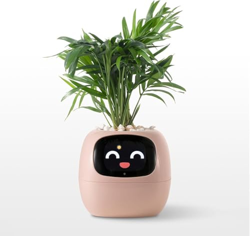 OUSEITECH Niedlicher Intelligenter Blumentopf, Interaktiver Blumentopf, Multifunktional, Intelligent, 10 cm Pflanzt?pfe F¨¹r Den Innenbereich, Geschenk, F¨¹r Sukkulenten und Andere (Rosa)