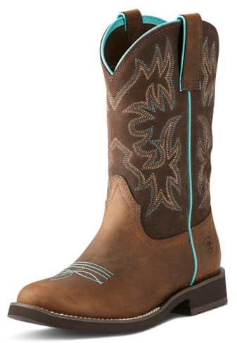 ARIAT womens Delilah Western Mid Calf Leather Boot, Distressed Brown, 8.5 US