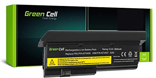 Green Cell® Extended Série 42T4650 Batterie pour Lenovo ThinkPad X200 X200s X201 X201i X201s Ordinateur PC Portable (9 Cellules 6600mAh 10.8V Noir)