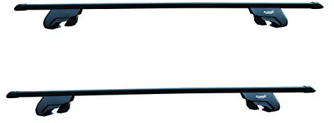 Summit SUP-830 Premium Railing Roof Bar for Cars with Raised Running Rails, Black Steel, Set of 2