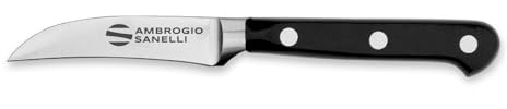 Ambrogio Sanelli, Maitre Coltello Verdura, Coltello da Cucina con Lama Curva in Acciaio Inox all'Azoto 7 cm e Manico Ergonomico, Coltelli da Cucina Professionali, Made in Italy