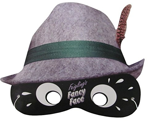 Kleiner Feigling - Jägerhut mit Feder - Pappmaske mit Gummizug