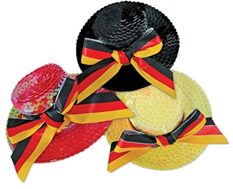 KarnevalsTeufel.de Minihut Fan mit Haarclip, Deutschland, Fahne, Paillettenhütchen, Hut