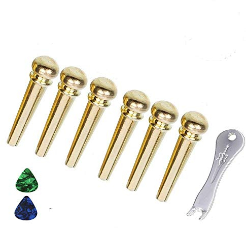 Imelod Gitarre Bridge Pins Pegs Gitarrenparts 6 Stück Messing Kupfer für Akustikgitarre mit Gitarren Brücken-endpin-Ersatzteilen für Gitarre