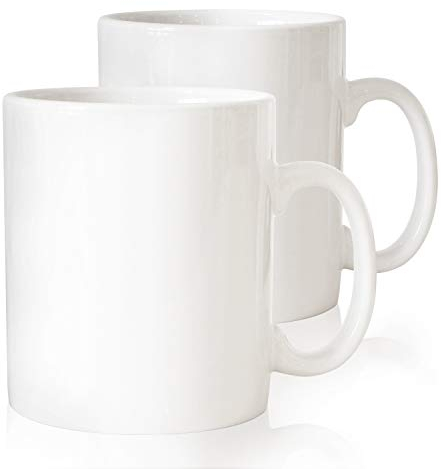 850,5 gram Super Large Blanc Tasses à café. Grandes Poignées et Construction en céramique, Lot de 2 par Serami