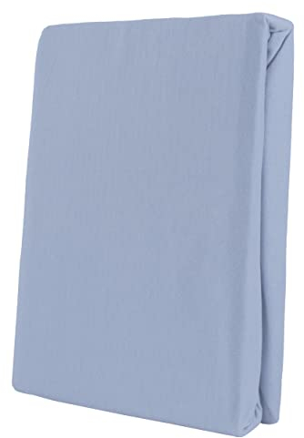 Leonado Vicent - Classic Spannbettlaken Bettlaken 100% Baumwolle Jersey Spannbetttuch in vielen Farben & Größen, Maße Spannbettlaken:140 x 200 cm - 160 x 200 cm, Farbe Spannbettlaken:Hellblau