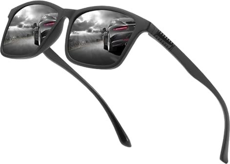 Quadratische Sonnenbrille für Herren, polarisiert, Vintage, Retro, rechteckiger Wickelrahmen