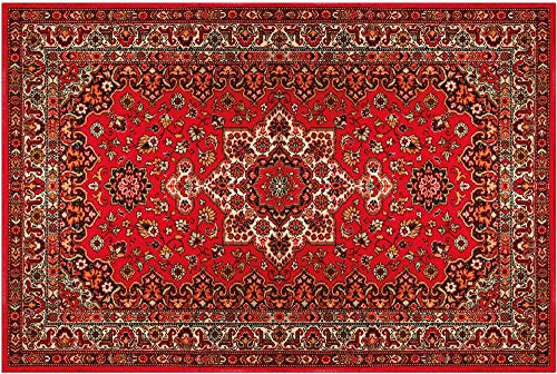 Fußmatte für innen als waschbare Motiv Tür-Matte - 40x60 cm Fußabtreter Vintage Perser rot als rutschfeste Schmutzfangmatte - Moderne Eingangsbereich Sauberlaufmatte für Flur Haustür