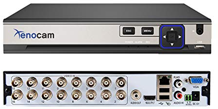 Xenocam 16CH 5M-N/1080N Full High Definition Hybrid for AHD/TVI/CVI/Analog/IP DVR H.265 CCTV Video Recorder P2P Remote Phone Monitoring for Home Security Surveillance System Camera (NO HDD)