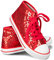 Think Jeck! Pailletten Schuhe Damen Glitzer Sneaker auch als Wendepailletten wählbar Halbhoch Damenschnürer Disco (Rot, 38)