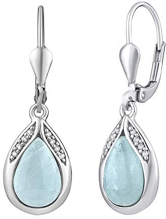 SILVEGO - JST13327AQE Damen-Ohrringe Sterling-Silber 925/1000 Aquamarin Blau, Silber, Aquamarin