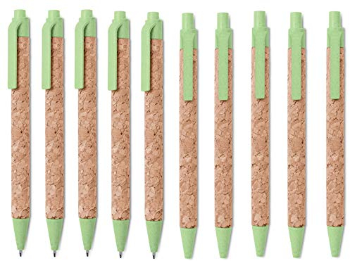 N.10 Kugelschreiber aus echtem Kork und Strohfaserkomponenten, blaue Mine, komplett Umweltfreundlich