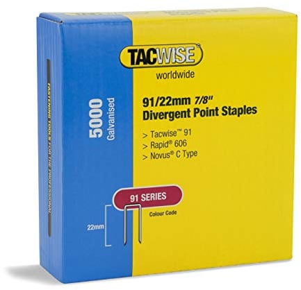 Tacwise 1617 Typ 91/22mm Schmalrückenklammern mit divergierenden Enden, 5.000 Stück