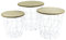 Spetebo Metall Beistelltisch mit Stauraum weiß/helle Platten - 3er Set - Wohnzimmer Tisch mit Abnehmbarer Holz Platte Metallkorb Sofatisch Couchtisch