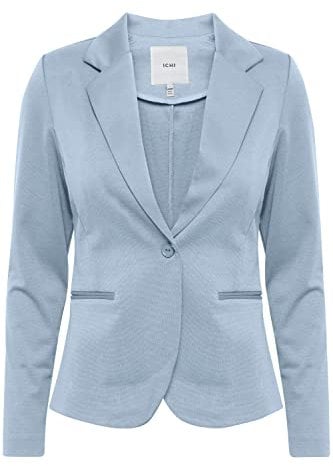 ICHI IHKATE BL Damen Blazer Kurzblazer Jacke Ein-Knopf-Blazer mit Stretch und Reverskragen, Größe:S, Farbe:Forever Blue (164019)